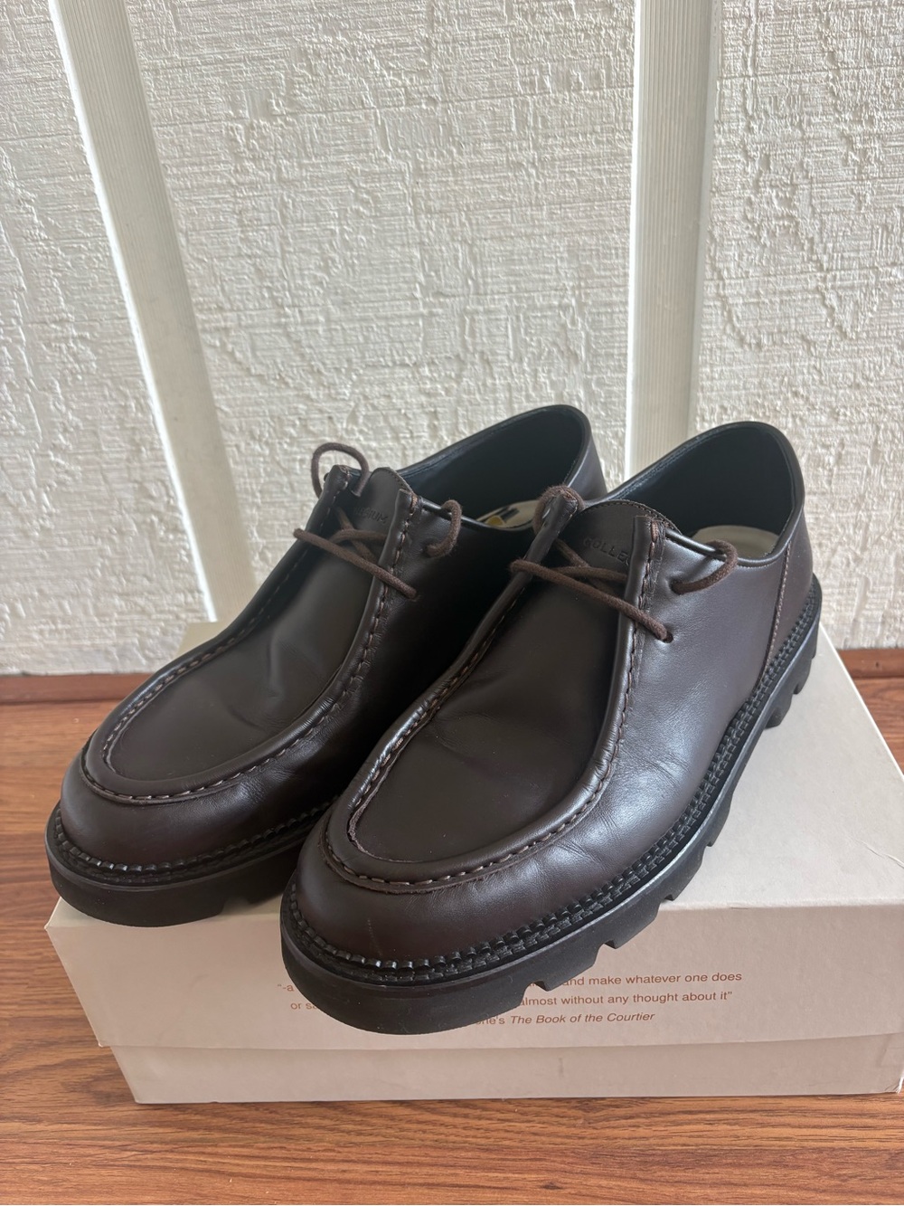 Collegium Men's Moc Toe Derby Shoe, Marrone/brown colorway, size 46 (12.5)